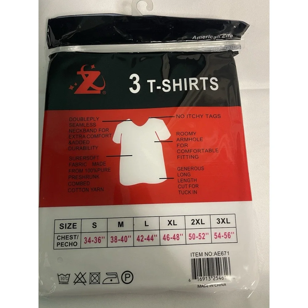 3-Pack Men's White 100% Cotton Crew Neck T-Shirts‎ 